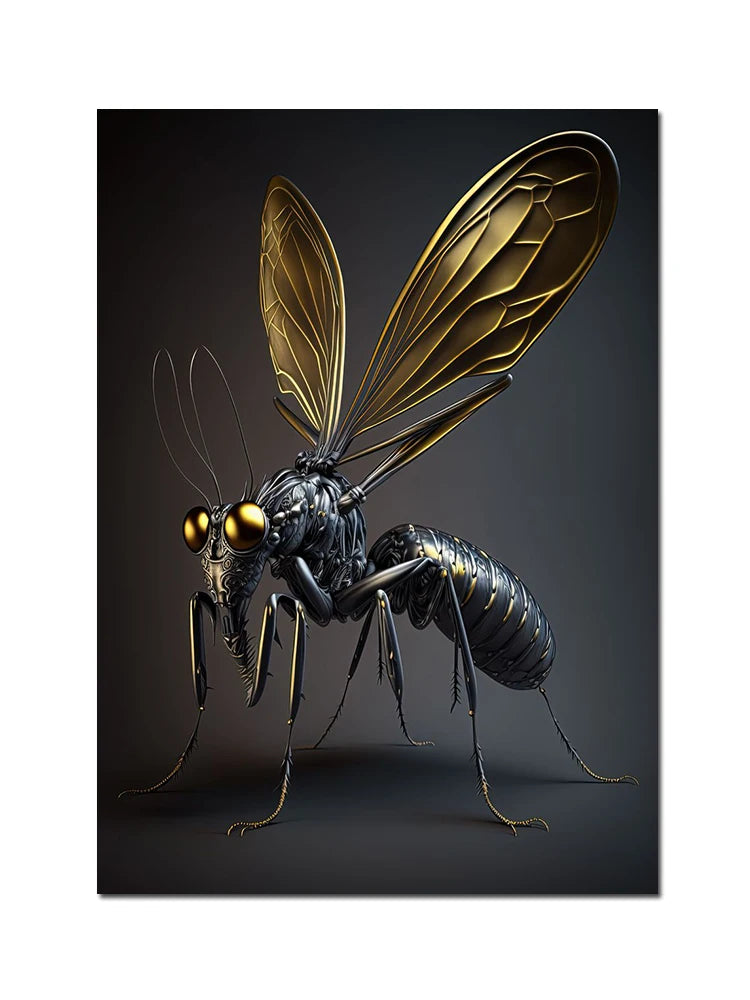 Black And Gold King Animals Monkey Bee Snake Scorpion Lion Canvas Painting Crown Poster Print For Living Room Home Decoration acacuss