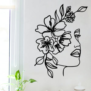 Black Metal Wall Art Minimalist Facial Line Wall Hanging Decor Abstract Iron Wall Sculpture Home Decoration Crafts Dropshipping acacuss