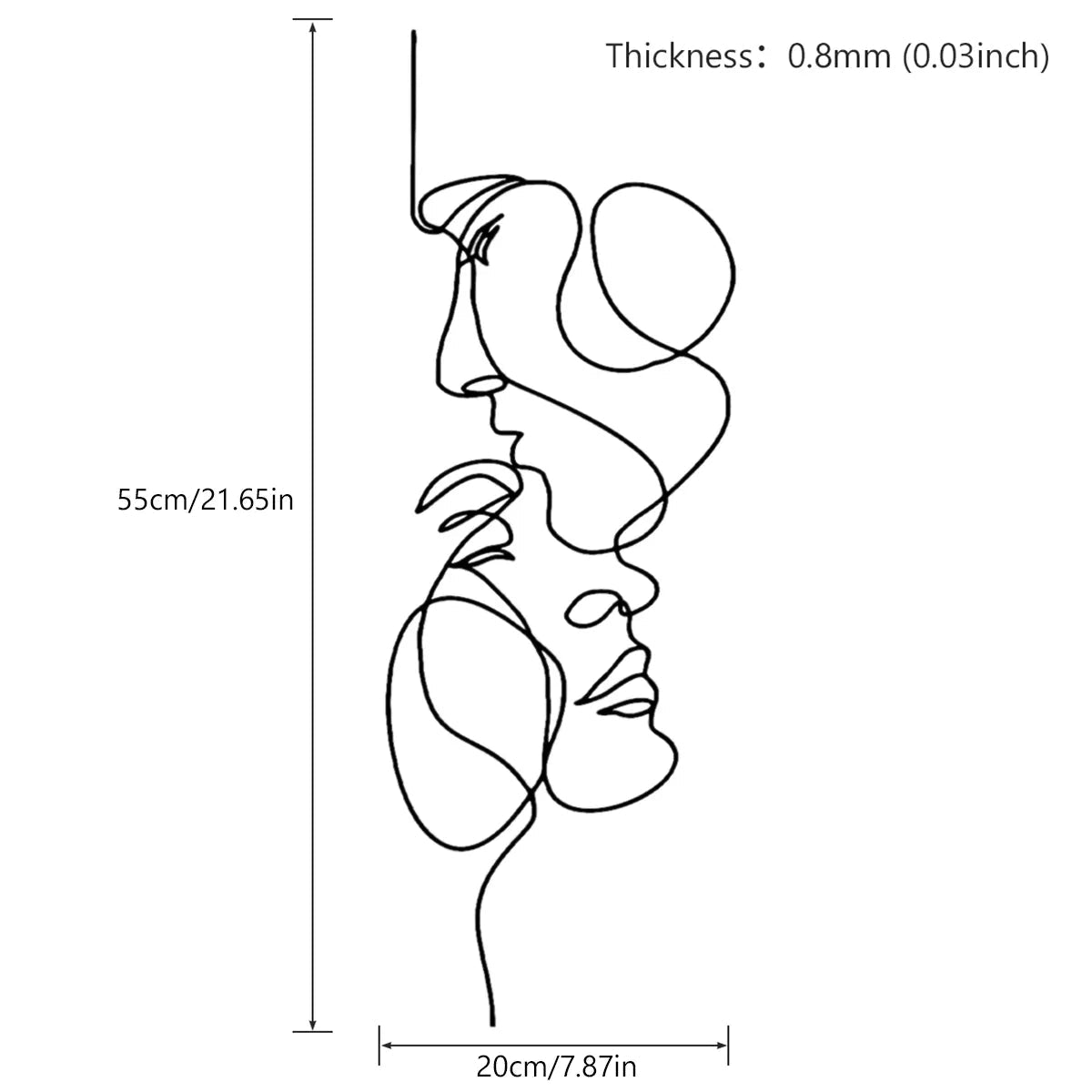 Black Metal Wall Art Wall Hanging Decor Abstract Iron Wall Sculpture Minimalist Facial Line Home Decoration Crafts acacuss