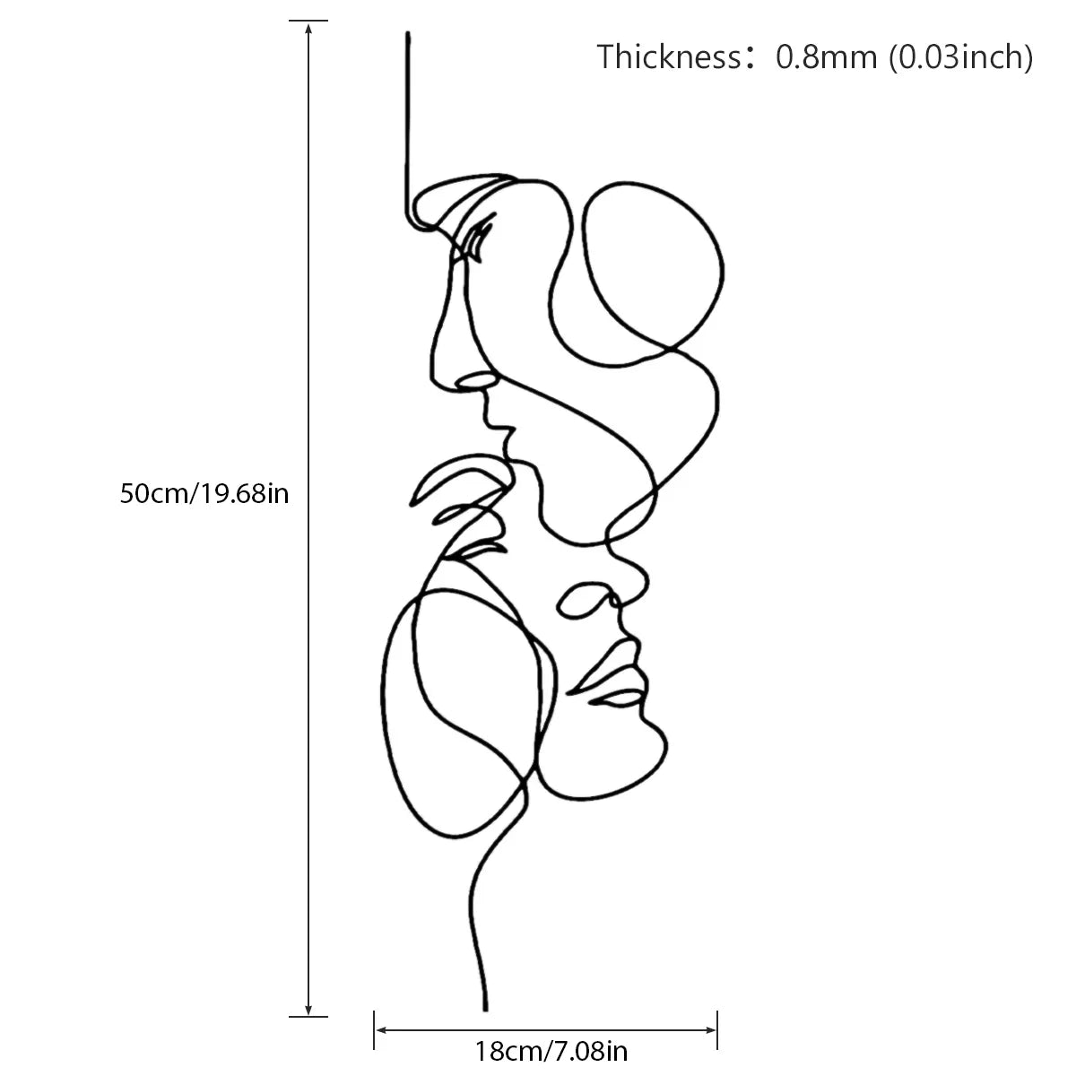 Black Metal Wall Art Wall Hanging Decor Abstract Iron Wall Sculpture Minimalist Facial Line Home Decoration Crafts acacuss