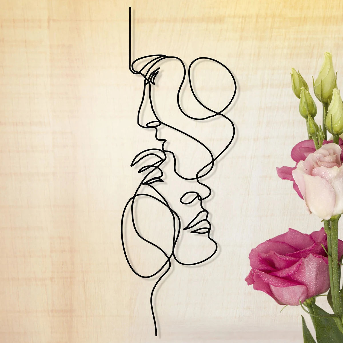 Black Metal Wall Art Wall Hanging Decor Abstract Iron Wall Sculpture Minimalist Facial Line Home Decoration Crafts acacuss