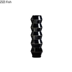 Black and White Resin Crafts Vase Desk Decoration Flowers Pots Decorative Flower Arrangement Floral Vases Modern Home Decor acacuss