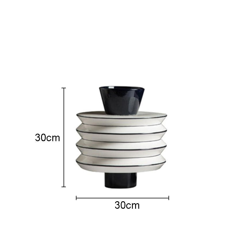 Black and White Resin Crafts Vase Desk Decoration Flowers Pots Decorative Flower Arrangement Floral Vases Modern Home Decor acacuss