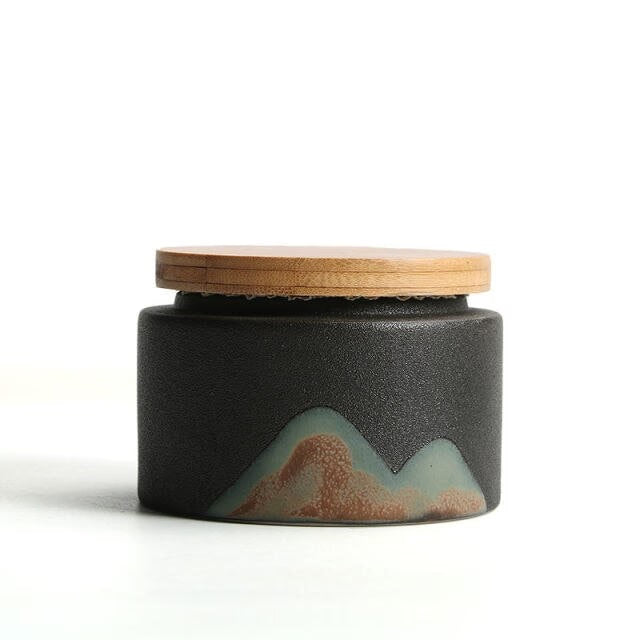 Black and white coffee canister acacuss