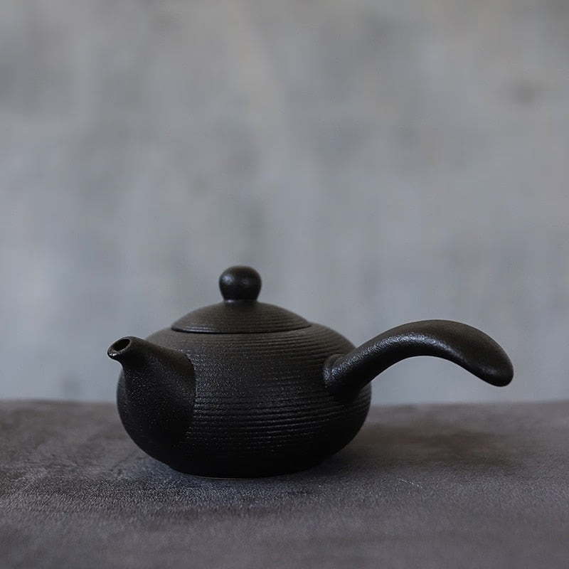 Black crockery ceramic kyusu teapots handmade chinese tea pot 165ml acacuss