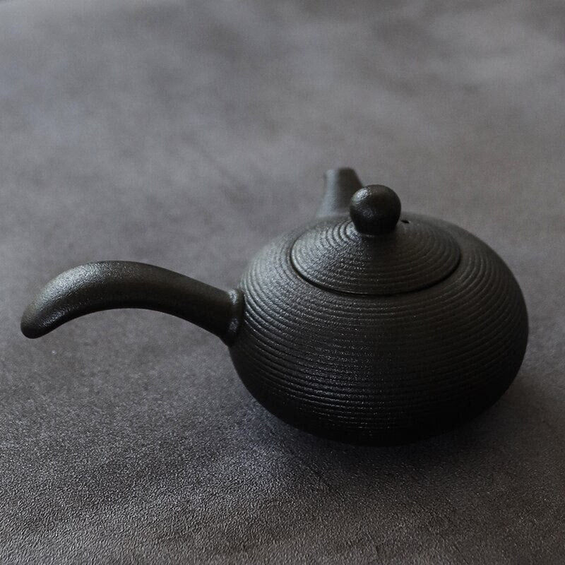Black crockery ceramic kyusu teapots handmade chinese tea pot 165ml acacuss