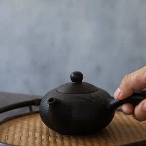 Black crockery ceramic kyusu teapots handmade chinese tea pot 165ml acacuss