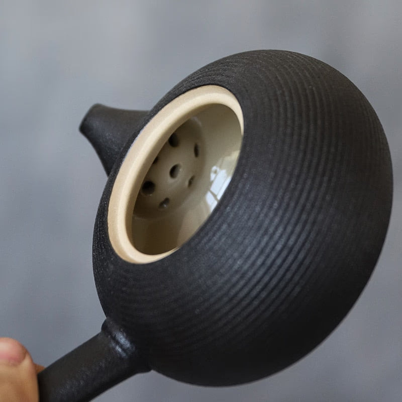 Black crockery ceramic kyusu teapots handmade chinese tea pot 165ml acacuss