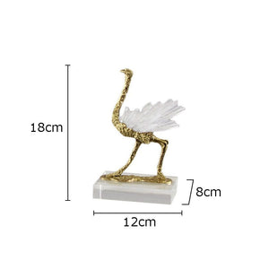 Blue Crystal Brass Ostrich Sculpture Ornaments  Abstract Crafts Living Room Furnishings Desk Decoration Creative Artwork Statue acacuss