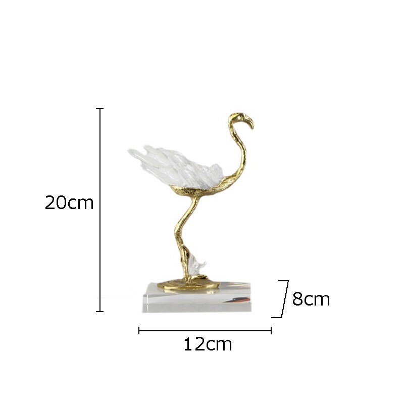 Blue Crystal Brass Ostrich Sculpture Ornaments  Abstract Crafts Living Room Furnishings Desk Decoration Creative Artwork Statue acacuss