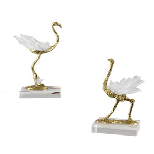 Blue Crystal Brass Ostrich Sculpture Ornaments  Abstract Crafts Living Room Furnishings Desk Decoration Creative Artwork Statue acacuss