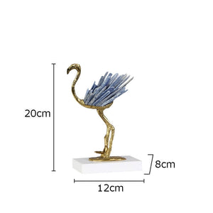 Blue Crystal Brass Ostrich Sculpture Ornaments  Abstract Crafts Living Room Furnishings Desk Decoration Creative Artwork Statue acacuss