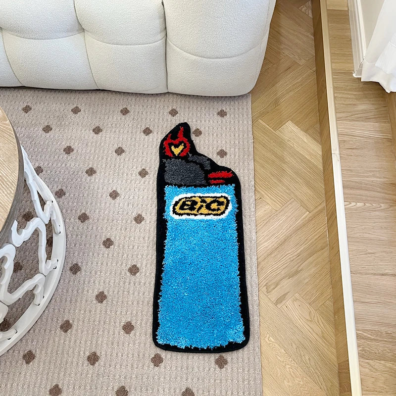 Blue Lighter Tufted Rug Art Rug for Bedroom Living Room Retro Rainbow Fluffy Anti-slip Bath Bathroom Rug Nonslip Mat Home Decor acacuss