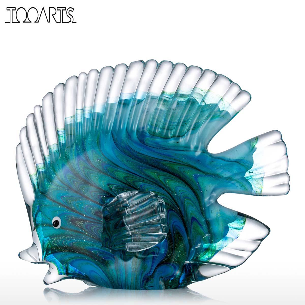 Blue Tropical Fish Glass Sculpture Glass Fish Sculpture Modern Art Favor Gift Artwork Home Decoration acacuss