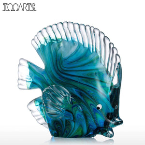 Blue Tropical Fish Glass Sculpture Glass Fish Sculpture Modern Art Favor Gift Artwork Home Decoration acacuss