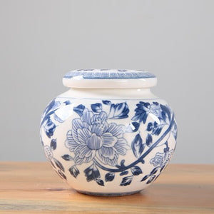 Blue and White Porcelain Tea Caddy Ceramic Storage Tank Moisture Proof Sealed Tank Small Tea Container Tea Box Candy Jar Tea Can acacuss