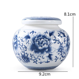 Blue and White Porcelain Tea Caddy Ceramic Storage Tank Moisture Proof Sealed Tank Small Tea Container Tea Box Candy Jar Tea Can acacuss