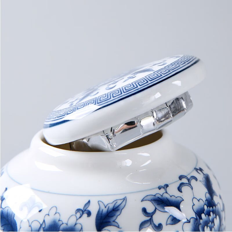 Blue and White Porcelain Tea Caddy Ceramic Storage Tank Moisture Proof Sealed Tank Small Tea Container Tea Box Candy Jar Tea Can acacuss