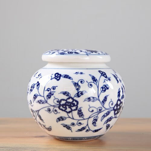 Blue and White Porcelain Tea Caddy Ceramic Storage Tank Moisture Proof Sealed Tank Small Tea Container Tea Box Candy Jar Tea Can acacuss