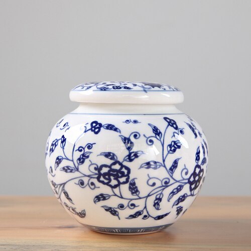 Blue and White Porcelain Tea Caddy Ceramic Storage Tank Moisture Proof Sealed Tank Small Tea Container Tea Box Candy Jar Tea Can acacuss