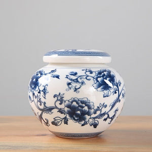 Blue and White Porcelain Tea Caddy Ceramic Storage Tank Moisture Proof Sealed Tank Small Tea Container Tea Box Candy Jar Tea Can acacuss