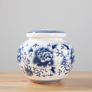 Blue and White Porcelain Tea Caddy Ceramic Storage Tank Moisture Proof Sealed Tank Small Tea Container Tea Box Candy Jar Tea Can acacuss