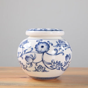 Blue and White Porcelain Tea Caddy Ceramic Storage Tank Moisture Proof Sealed Tank Small Tea Container Tea Box Candy Jar Tea Can acacuss