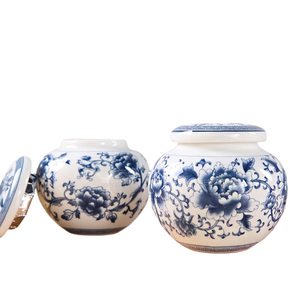 Blue and White Porcelain Tea Caddy Ceramic Storage Tank Moisture Proof Sealed Tank Small Tea Container Tea Box Candy Jar Tea Can acacuss