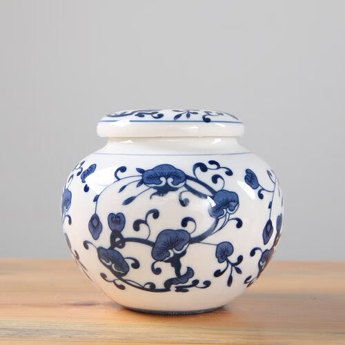 Blue and White Porcelain Tea Caddy Ceramic Storage Tank Moisture Proof Sealed Tank Small Tea Container Tea Box Candy Jar Tea Can acacuss