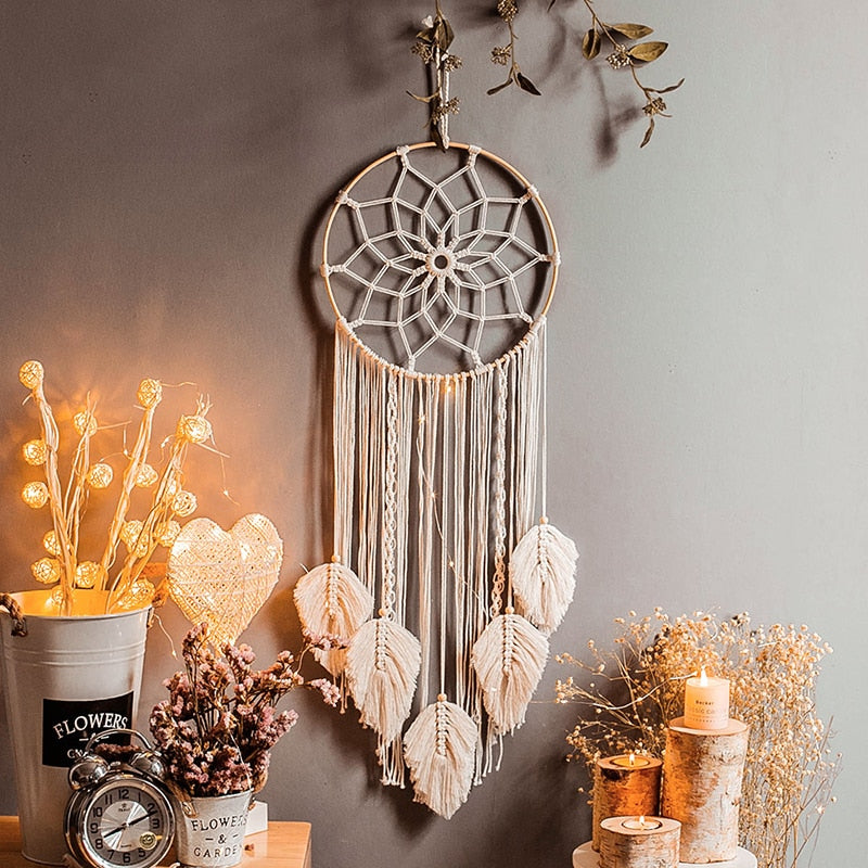 Bohemian Cotton Rope Woven Lacework Dream Catcher Home Ornament Wedding Decoration Girlfriend Gift Wind Chimes Owl Dreamcatchers acacuss