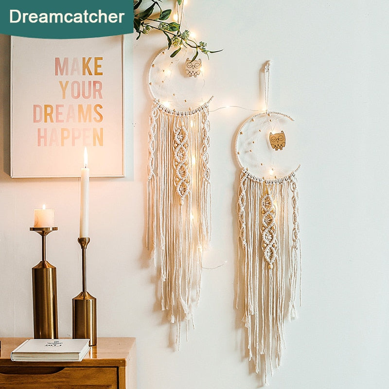 Bohemian Cotton Rope Woven Lacework Dream Catcher Home Ornament Wedding Decoration Girlfriend Gift Wind Chimes Owl Dreamcatchers acacuss