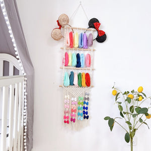 Bohemian Diy Hand-woven Hair Accessories Hairpin Storage Rack Cotton Rope Tapestry Tassel Home Wall Decoration. acacuss
