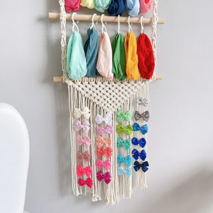 Bohemian Diy Hand-woven Hair Accessories Hairpin Storage Rack Cotton Rope Tapestry Tassel Home Wall Decoration. acacuss