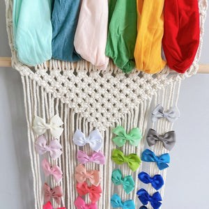 Bohemian Diy Hand-woven Hair Accessories Hairpin Storage Rack Cotton Rope Tapestry Tassel Home Wall Decoration. acacuss