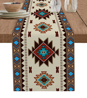Bohemian Ethnic Geometry Linen Table Runners Holiday Party Decor Reusable Table Runners for Dining Table Wedding Decorations acacuss