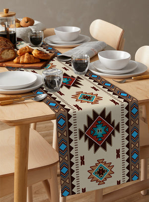 Bohemian Ethnic Geometry Linen Table Runners Holiday Party Decor Reusable Table Runners for Dining Table Wedding Decorations acacuss