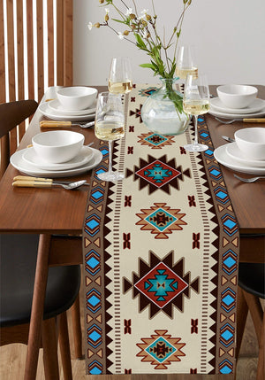 Bohemian Ethnic Geometry Linen Table Runners Holiday Party Decor Reusable Table Runners for Dining Table Wedding Decorations acacuss