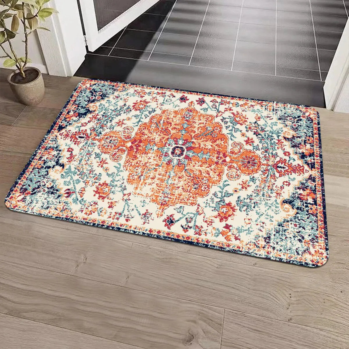 Bohemian European Classic Household Anti-slip Water Absorbent Floor Mat Restaurant Kitchen Anti Slip Anti-Fouling Retro Carpet acacuss