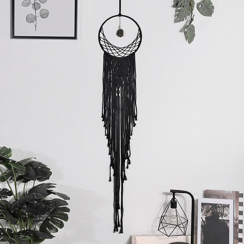 Bohemian Moon Dream Catcher With Light or Without Light,Tassel Macrame Dreamcatcher Gifts for Girl,Wall Hanging Home Decor acacuss