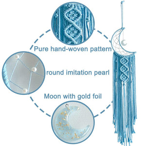 Bohemian Moon Dream Catcher With Light or Without Light,Tassel Macrame Dreamcatcher Gifts for Girl,Wall Hanging Home Decor acacuss