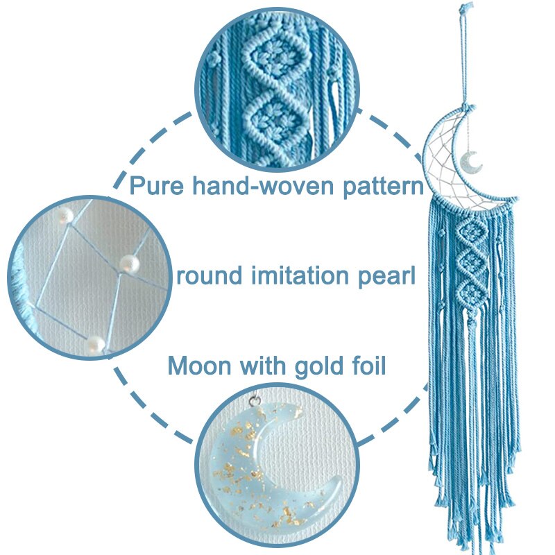 Bohemian Moon Dream Catcher With Light or Without Light,Tassel Macrame Dreamcatcher Gifts for Girl,Wall Hanging Home Decor acacuss