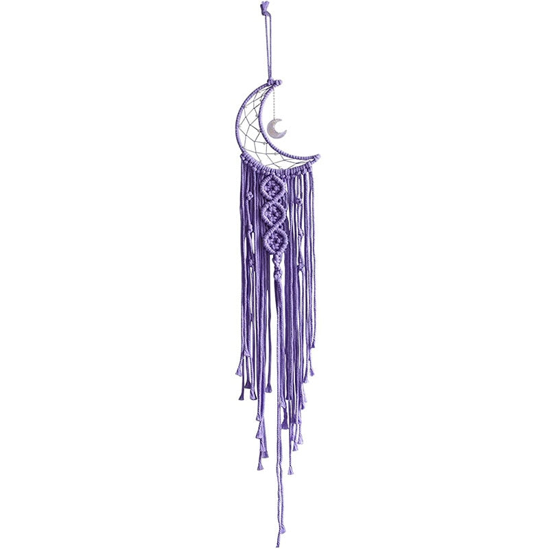 Bohemian Moon Dream Catcher With Light or Without Light,Tassel Macrame Dreamcatcher Gifts for Girl,Wall Hanging Home Decor acacuss