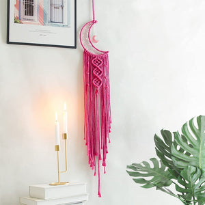 Bohemian Moon Dream Catcher With Light or Without Light,Tassel Macrame Dreamcatcher Gifts for Girl,Wall Hanging Home Decor acacuss