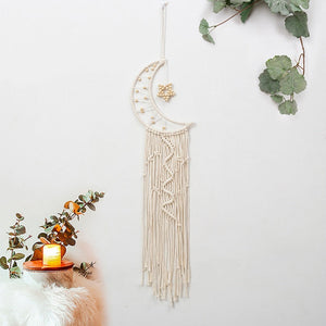 Bohemian Moon Dream Catcher With Light or Without Light,Tassel Macrame Dreamcatcher Gifts for Girl,Wall Hanging Home Decor acacuss