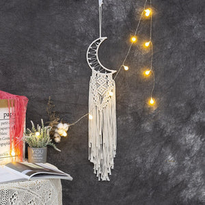 Bohemian Moon Dream Catcher With Light or Without Light,Tassel Macrame Dreamcatcher Gifts for Girl,Wall Hanging Home Decor acacuss