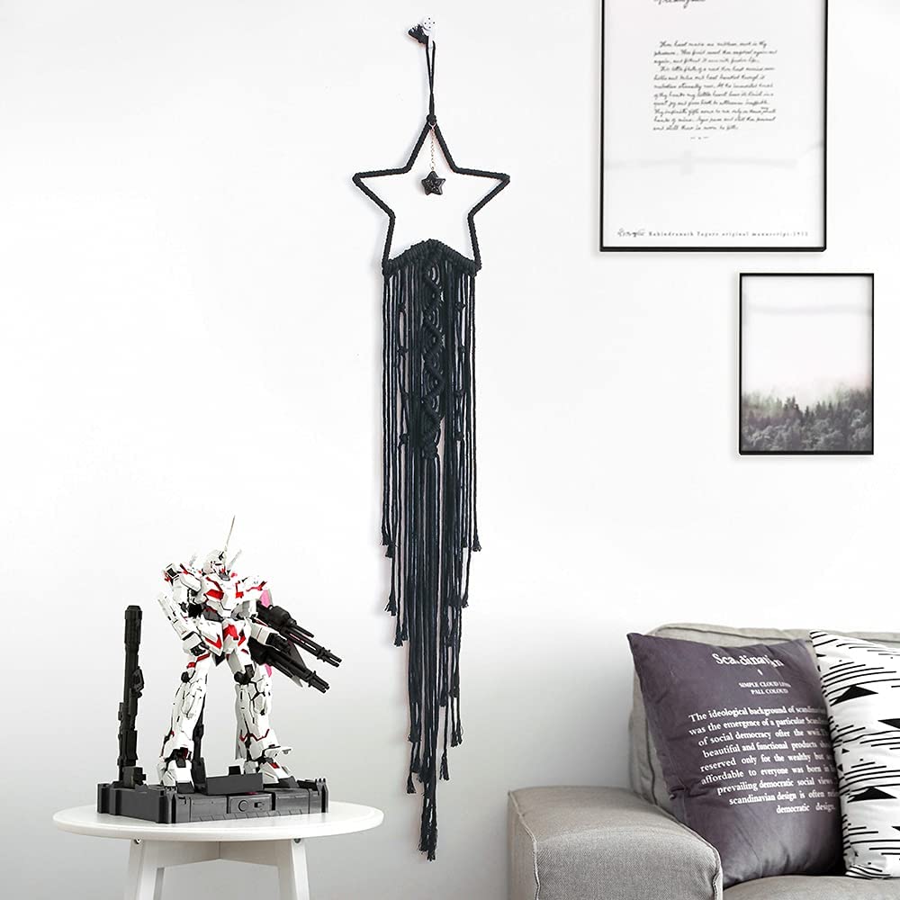 Bohemian Moon Dream Catcher With Light or Without Light,Tassel Macrame Dreamcatcher Gifts for Girl,Wall Hanging Home Decor acacuss