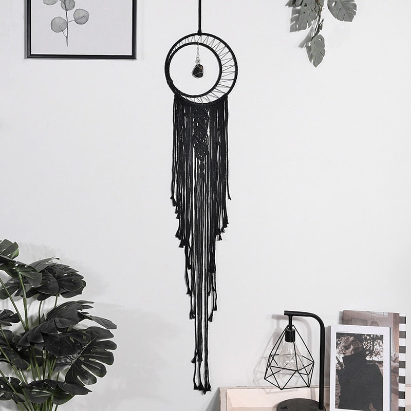 Bohemian Moon Dream Catcher With Light or Without Light,Tassel Macrame Dreamcatcher Gifts for Girl,Wall Hanging Home Decor acacuss