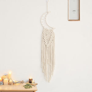 Bohemian Moon Dream Catcher With Light or Without Light,Tassel Macrame Dreamcatcher Gifts for Girl,Wall Hanging Home Decor acacuss