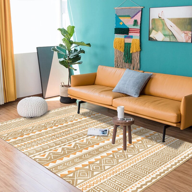 Bohemian National Style Living Room Carpet Retro Hotel Homestay Decoration Carpets Light Luxury Bedroom Bedside Large Area Rug acacuss