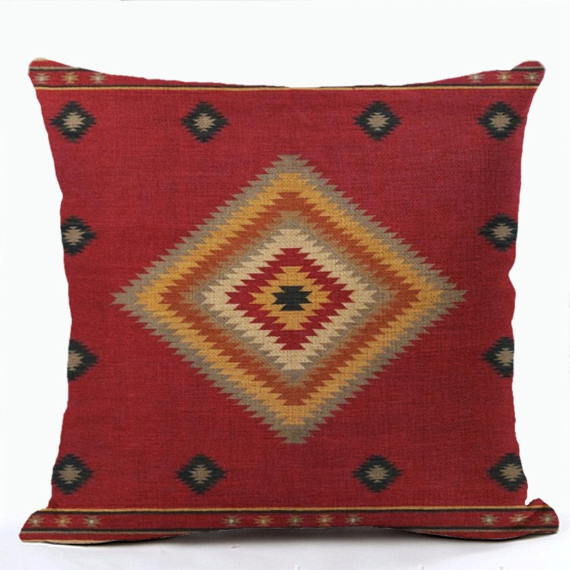 Bohemian Patterns Linen Cushions Case Multicolors Abstract Ethnic Geometry Print Decorative Pillows Case Living Room Sofa Pillow acacuss